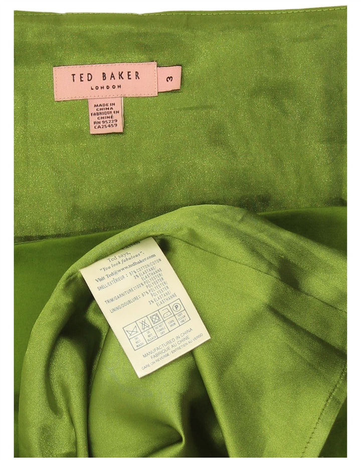 Ted Baker Robe fourreau sans manches à volants pour femme Taille 3 Coton vert moyen