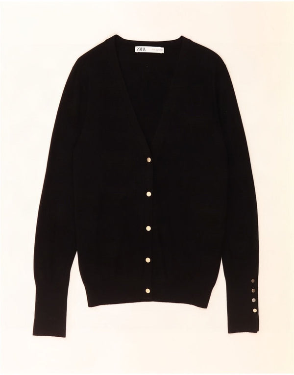 Zara Cardigan Femme Pull UK 14 Large Noir Viscose