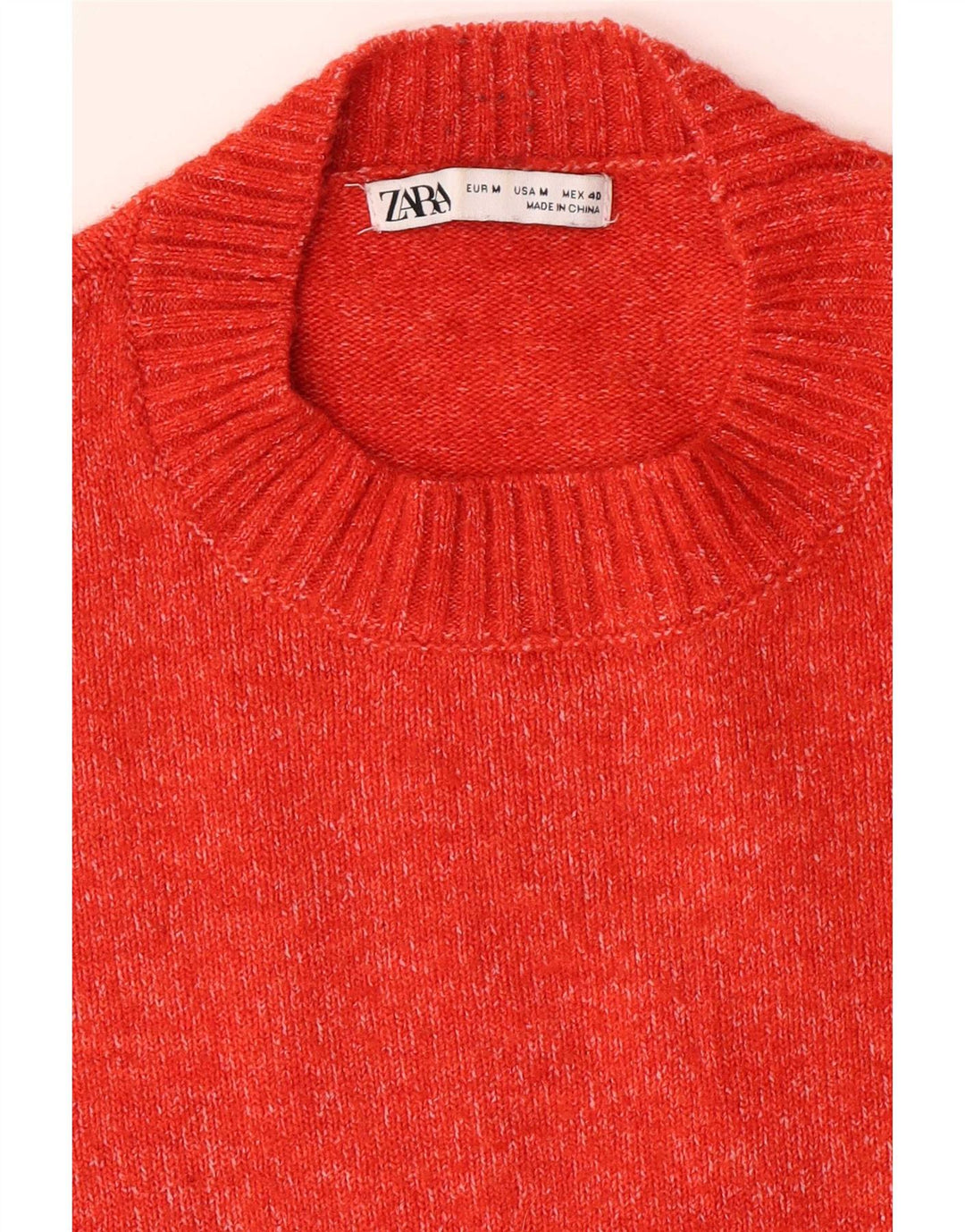 Zara Pull Col Rond Homme Orange Moyen