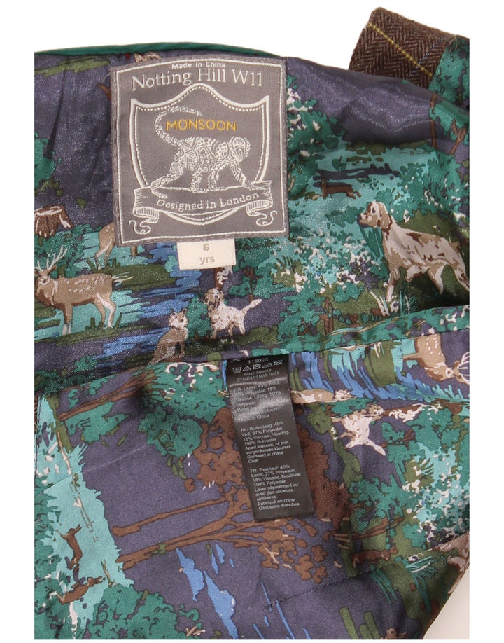 Monsoon Gilet Garçon 5-6 Ans Laine à Carreaux Marron