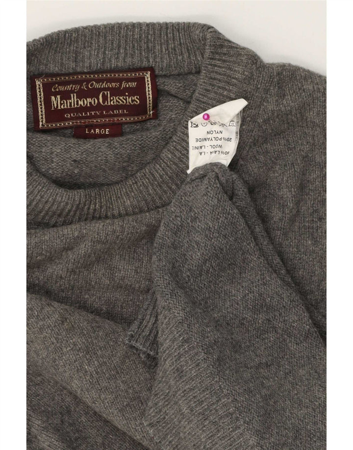 Marlboro Classics Pull à col rond pour homme en laine grise