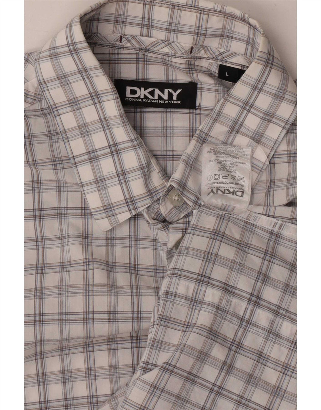Dkny Chemise à manches courtes pour homme en coton à carreaux blancs