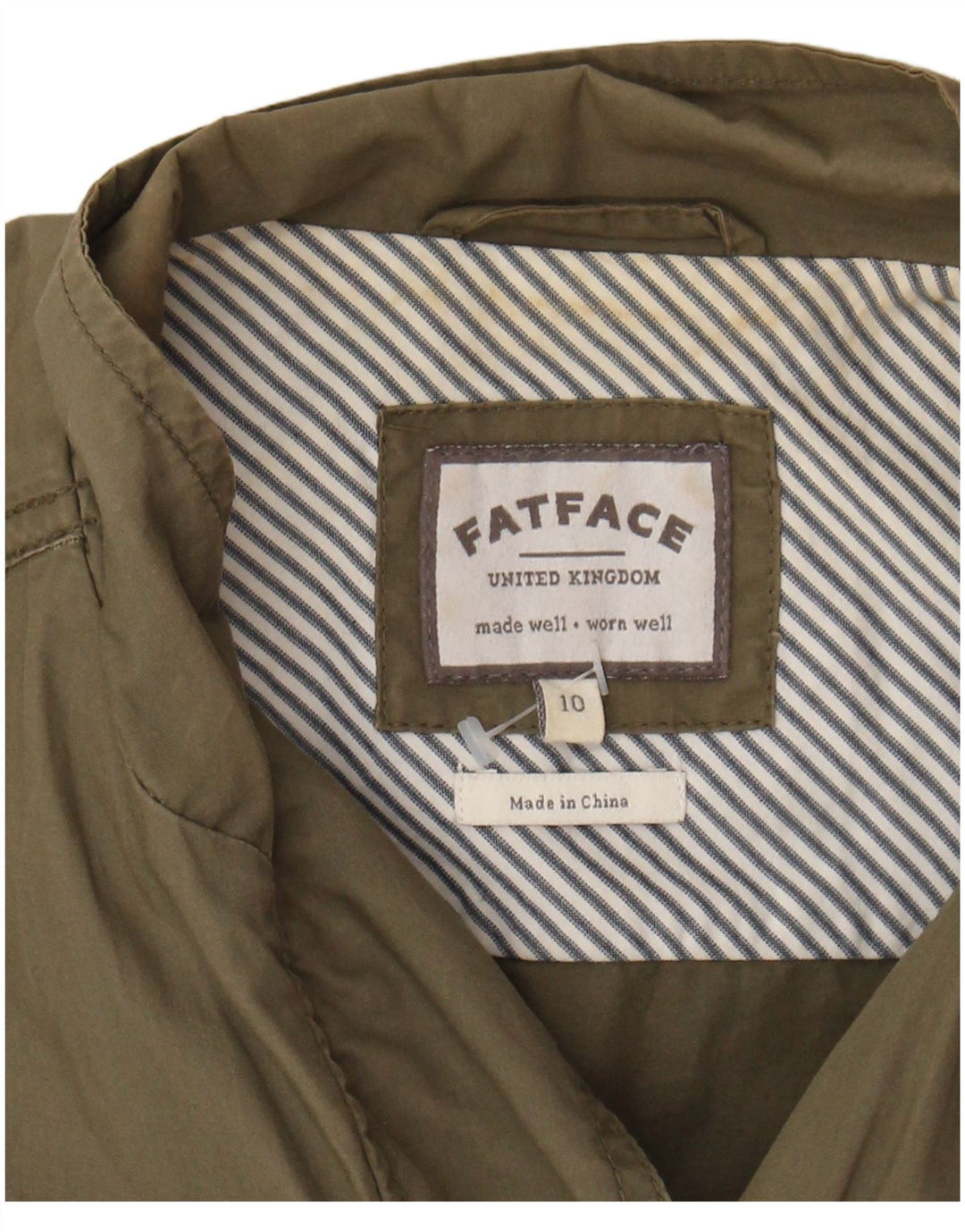 FAT FACE Womens Utility Jacket UK 10 Small Khaki Cotton