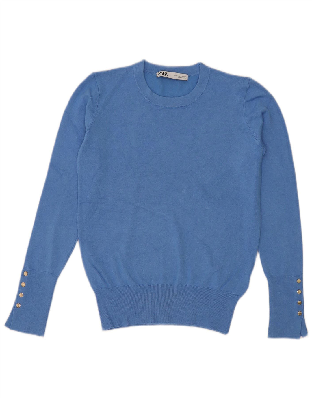 Zara Pull ras du cou pour femme UK 10 Small Bleu Viscose
