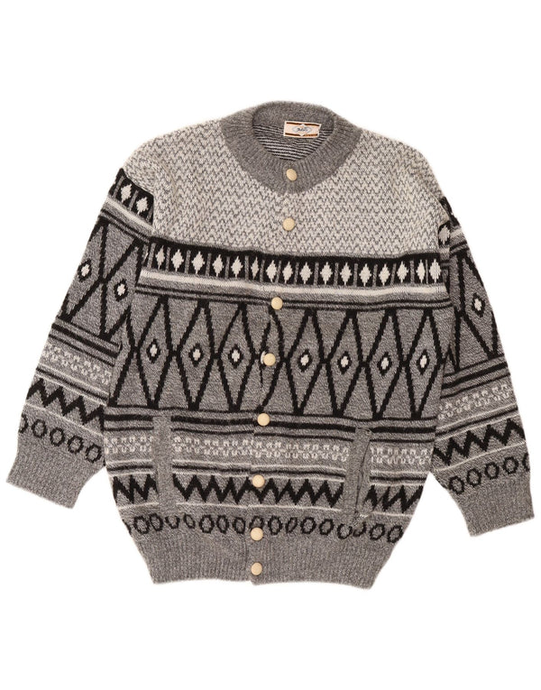 vintage Mens Cardigan Pull Grand Gris Argyle/Diamant