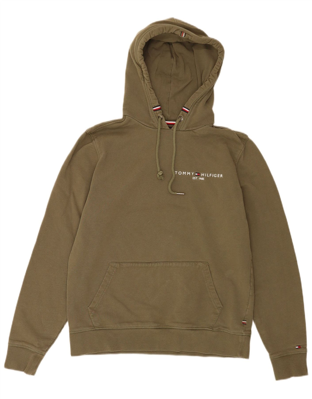 Tommy Hilfiger Pull à capuche pour homme en coton kaki moyen