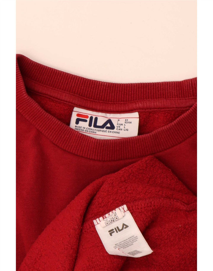 Fila Homme Graphic Sweatshirt Jumper Large Rouge Coton