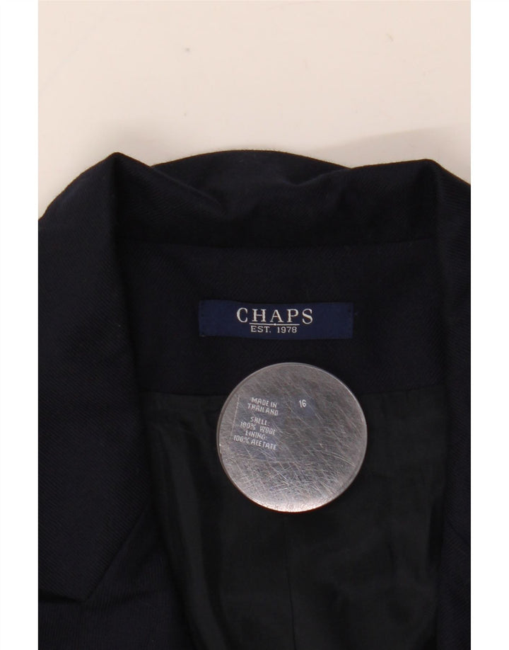 Chaps Womens Double Breasted Blazer Jacket US 16 XL Navy Blue Wool