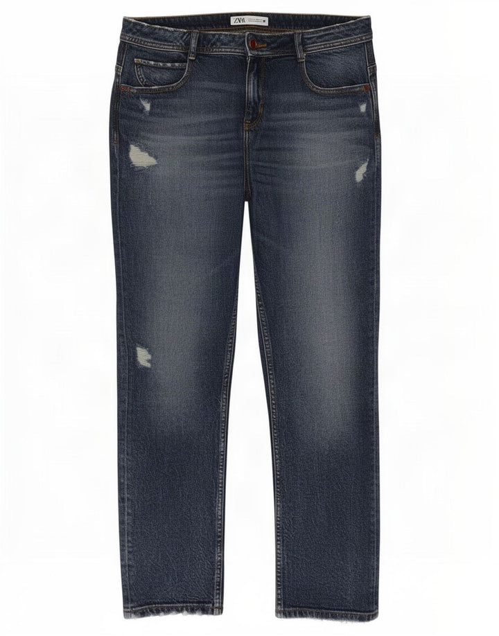 Zara Jean slim vieilli pour femme EU 40 Medium W30 L28 Bleu Coton