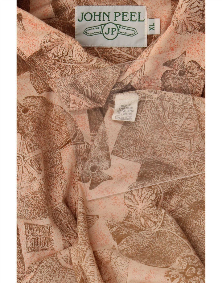 John Peel Chemise à manches courtes à motif abstrait pour homme XL Beige Polyester