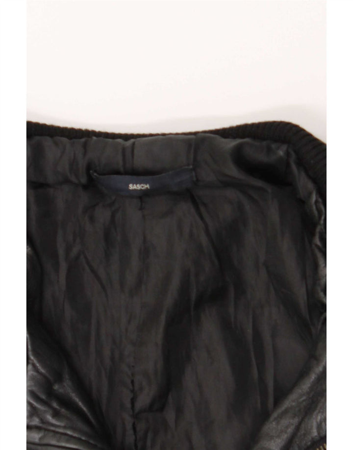 Sasch Veste en cuir courte pour femme UK 12 Noir moyen