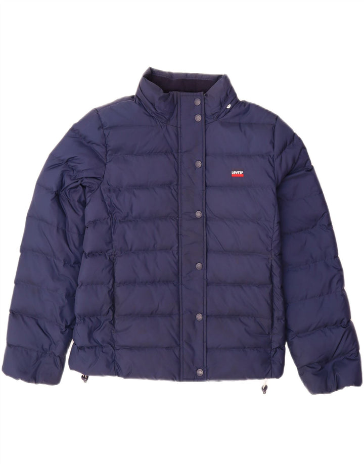 LEVI'S Veste matelassée à capuche surdimensionnée pour femme UK 10 Small Bleu marine