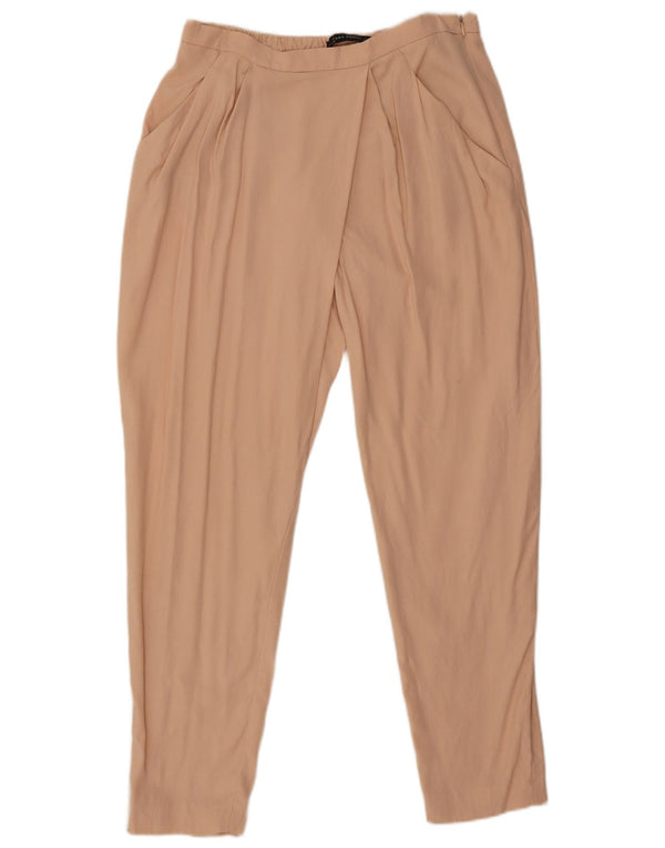 Zara Pantalon décontracté fuselé pour femme Large W30 L27 Beige Lyocell