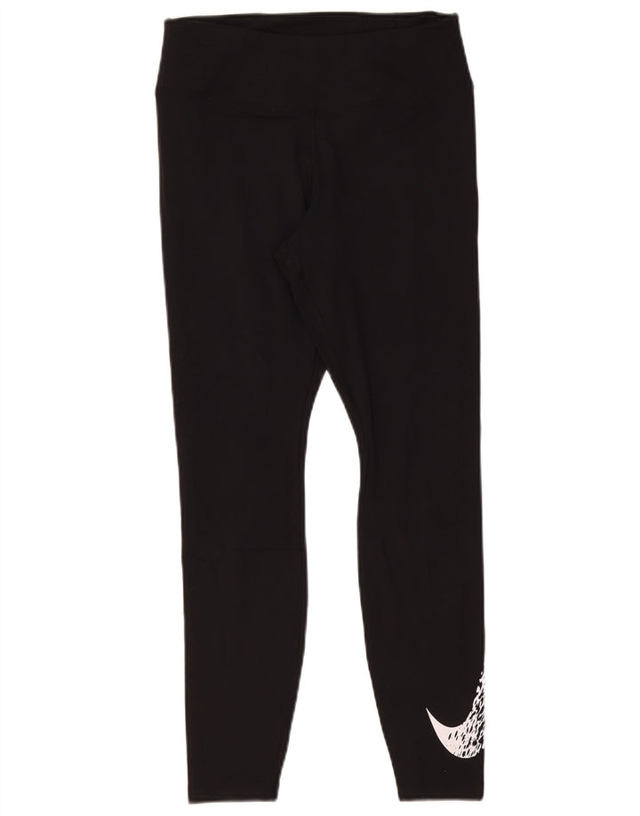 NIKE Legging graphique Dri Fit pour femme UK 12 Polyester noir moyen