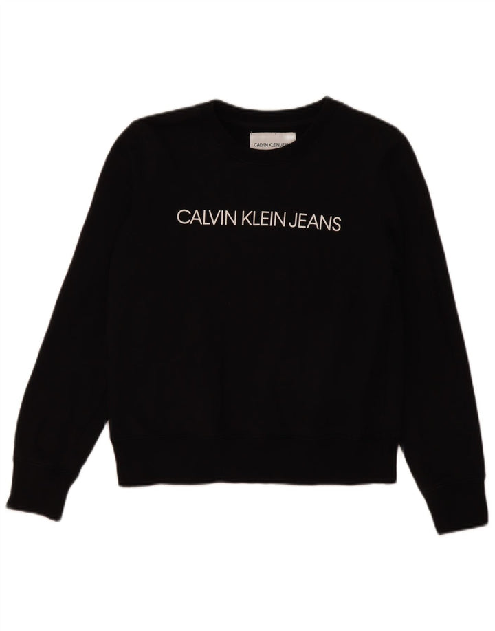 Calvin Klein Sweat-shirt graphique pour femme UK 10 Petit coton noir