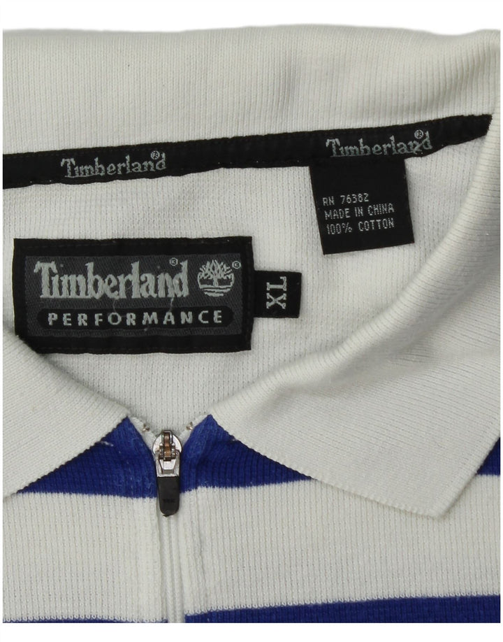 TIMBERLAND Polo Homme XL Bleu Rayé Coton