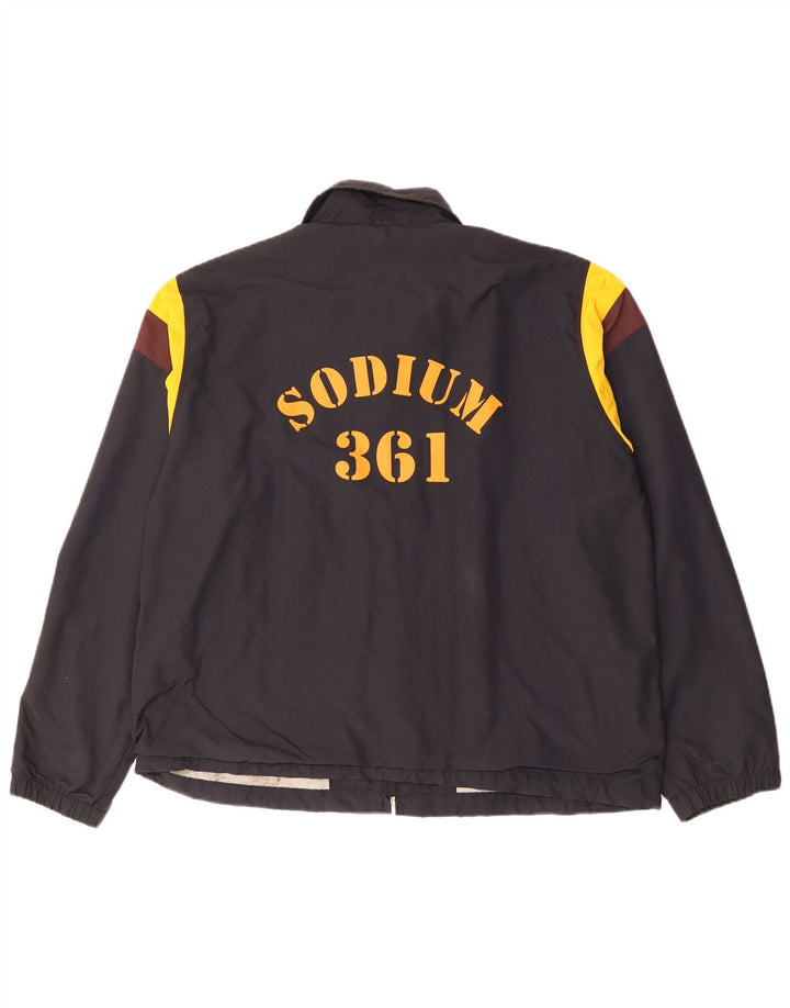 VINTAGE Veste de survêtement graphique pour hommes, grand color block bleu marine