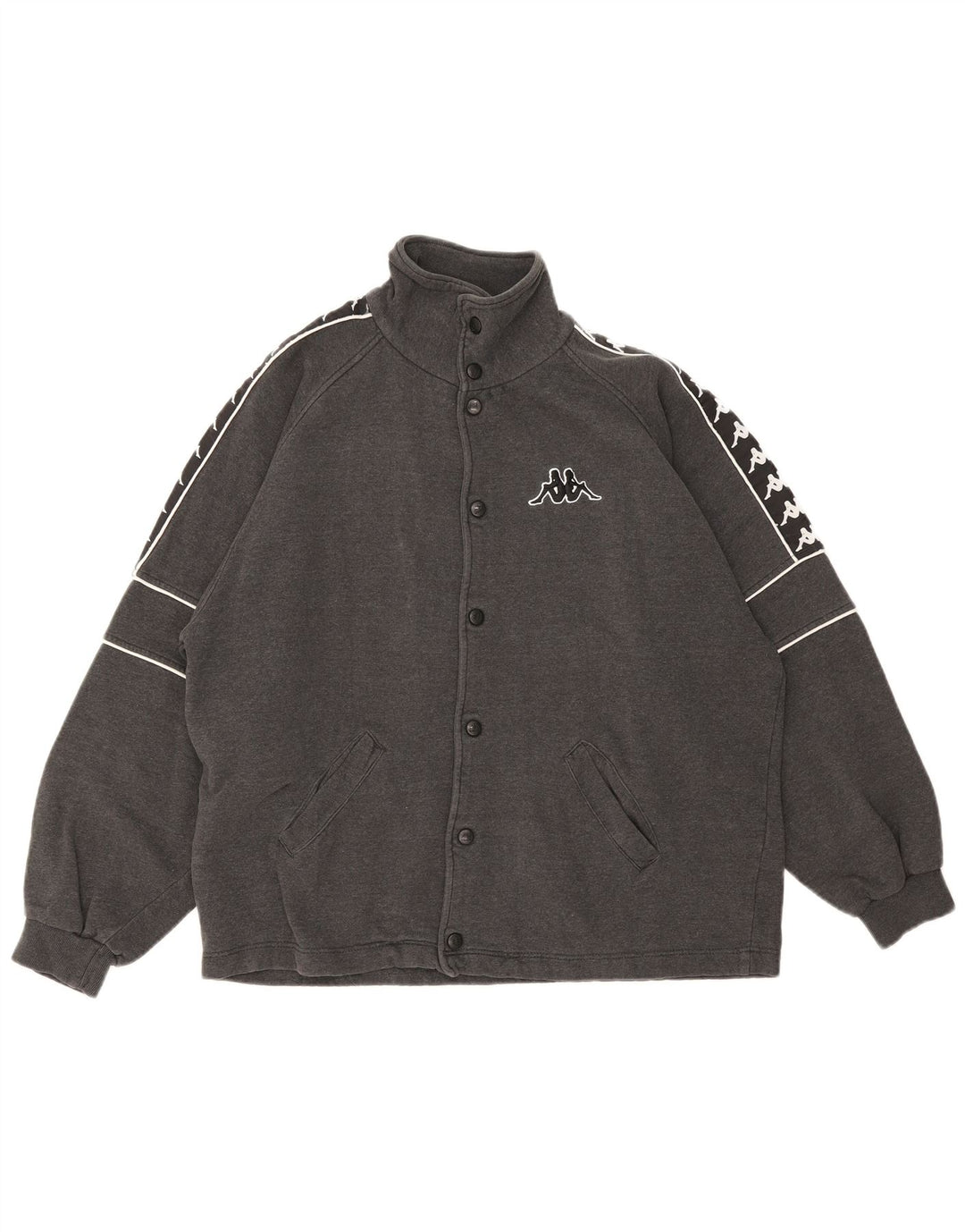Kappa Veste de Survêtement Graphique Homme Gris Moyen Colorblock Coton