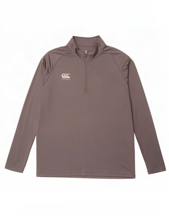 Canterbury Haut de survêtement à col zippé pour hommes, grand gris, polyester