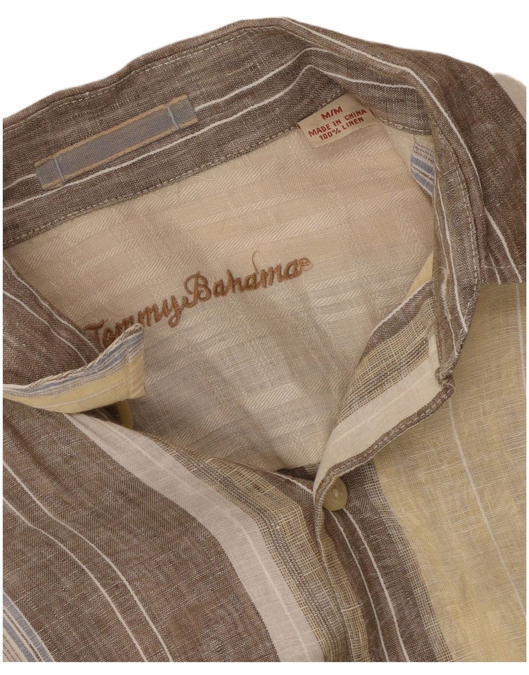 Tommy Bahama Chemise Homme Lin Rayé Beige Moyen