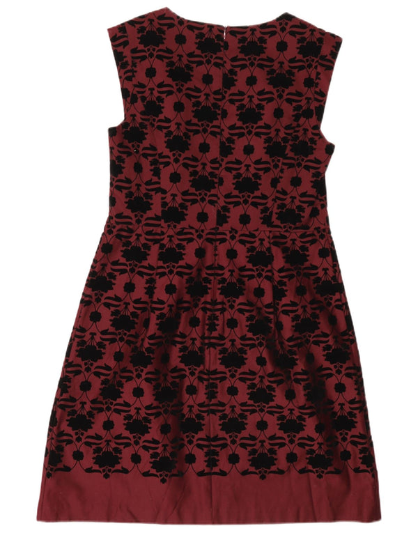 Oasis Robe trapèze sans manches pour femme UK 44 en coton floral bordeaux moyen