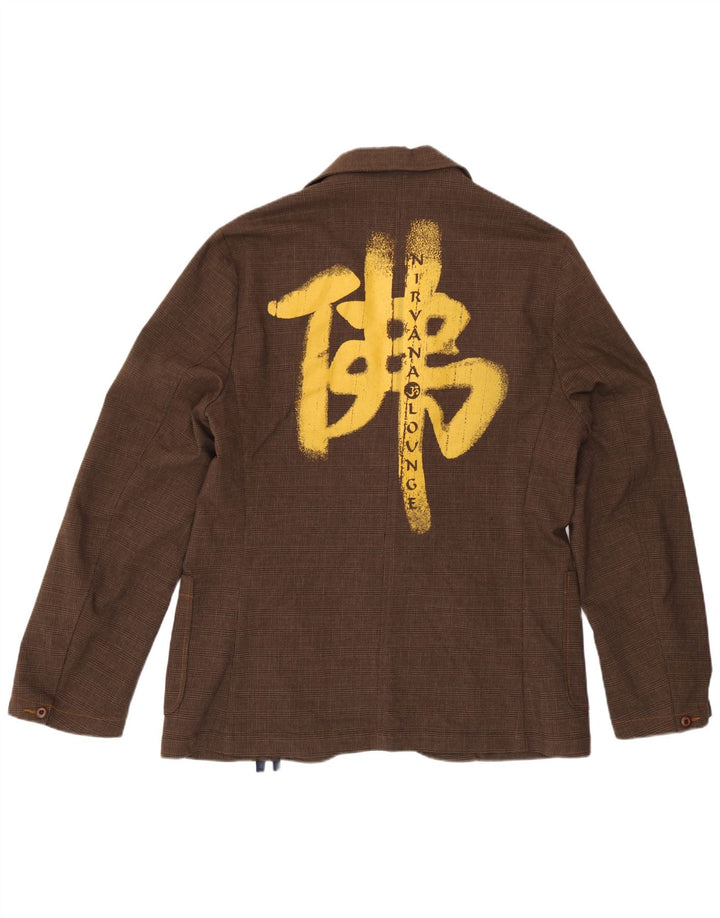 Nirvana Veste blazer à 2 boutons pour homme UK 42 XL Pied de poule Marron