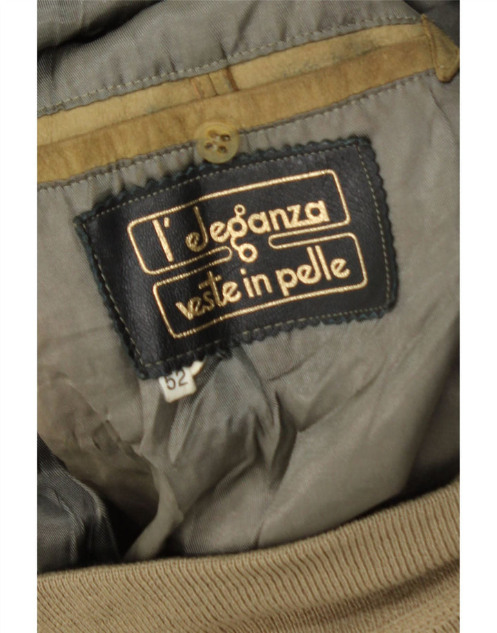 VINTAGE Veste Bomber En Daim Homme IT 52 XL Cuir Kaki