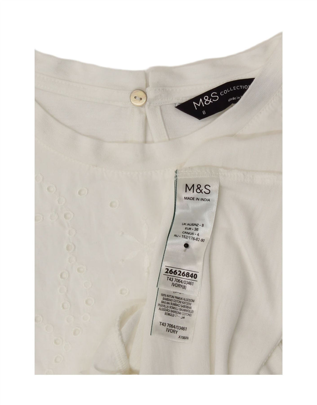 Marks & Spencer Chemisier pour femme UK 8 Small Blanc Modal