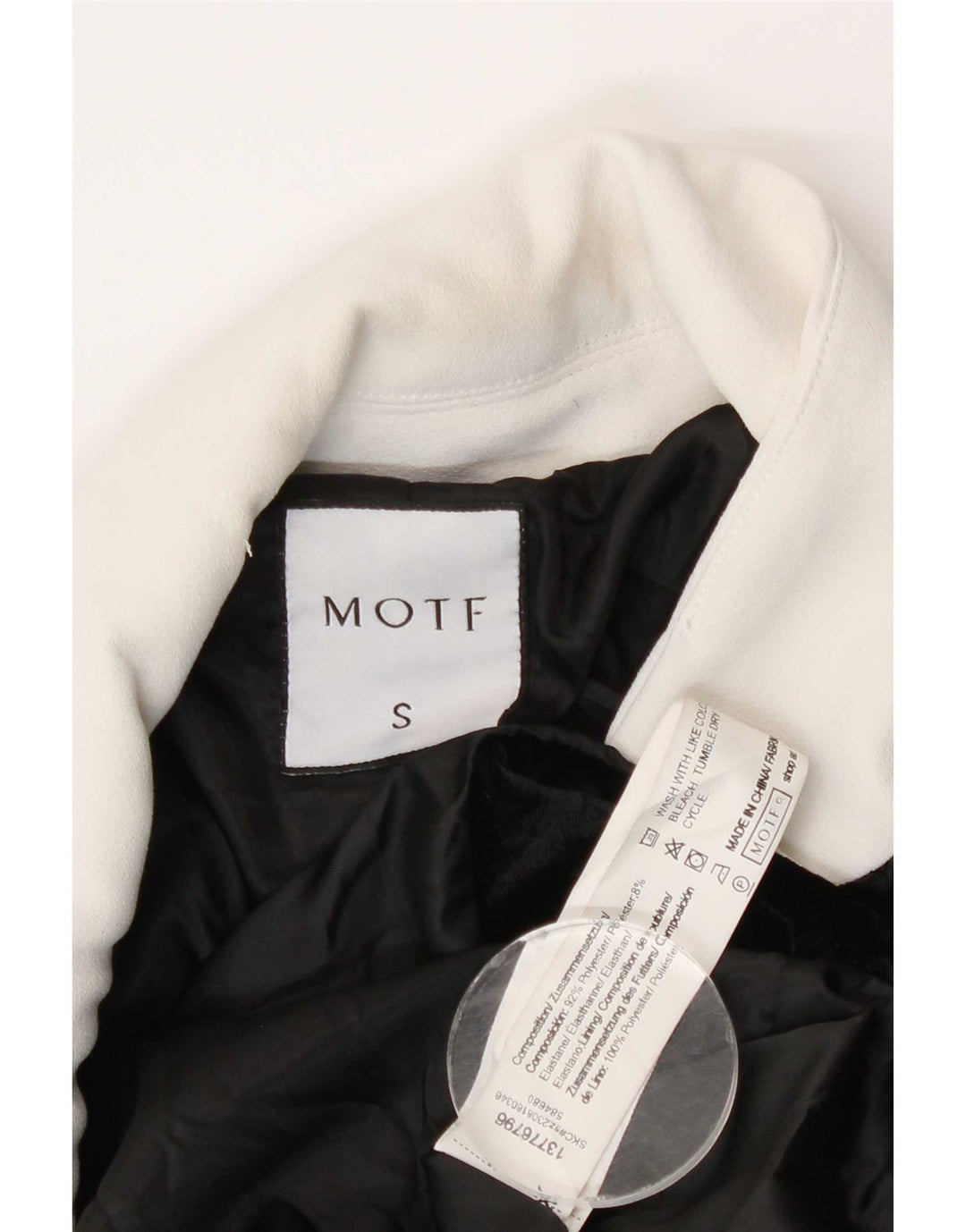 Motf Manteau croisé en velours pour femme UK 10 Small Noir Colourblock