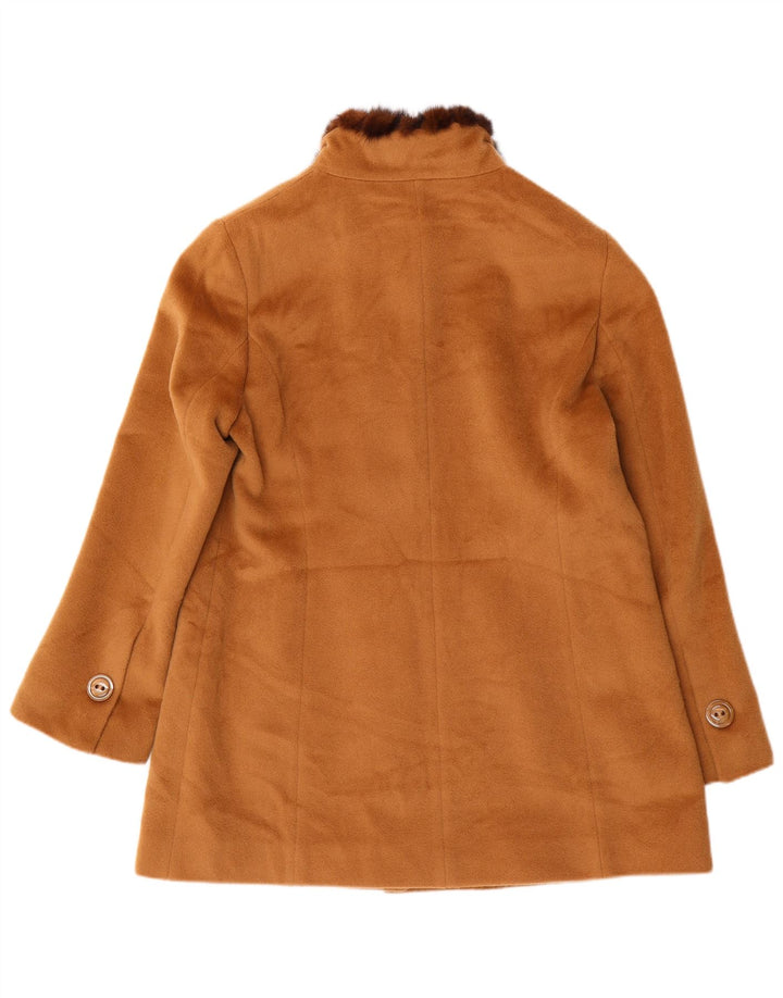 vintage Femme Pardessus IT 43 Laine Brun Moyen