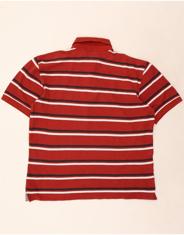 Tommy Hilfiger Mens Polo Shirt XL Red Striped Cotton