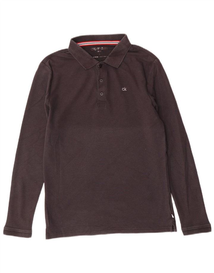 CALVIN KLEIN Polo à Manches Longues Homme Petit Noir Coton