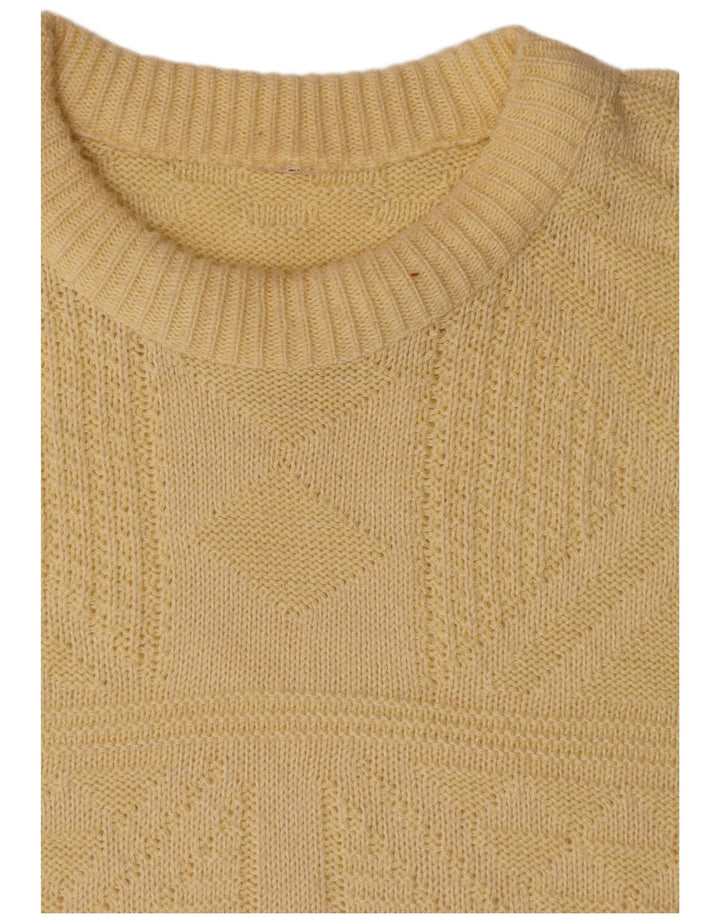 vintage Mens Boat Neck Jumper Pull Grand Jaune