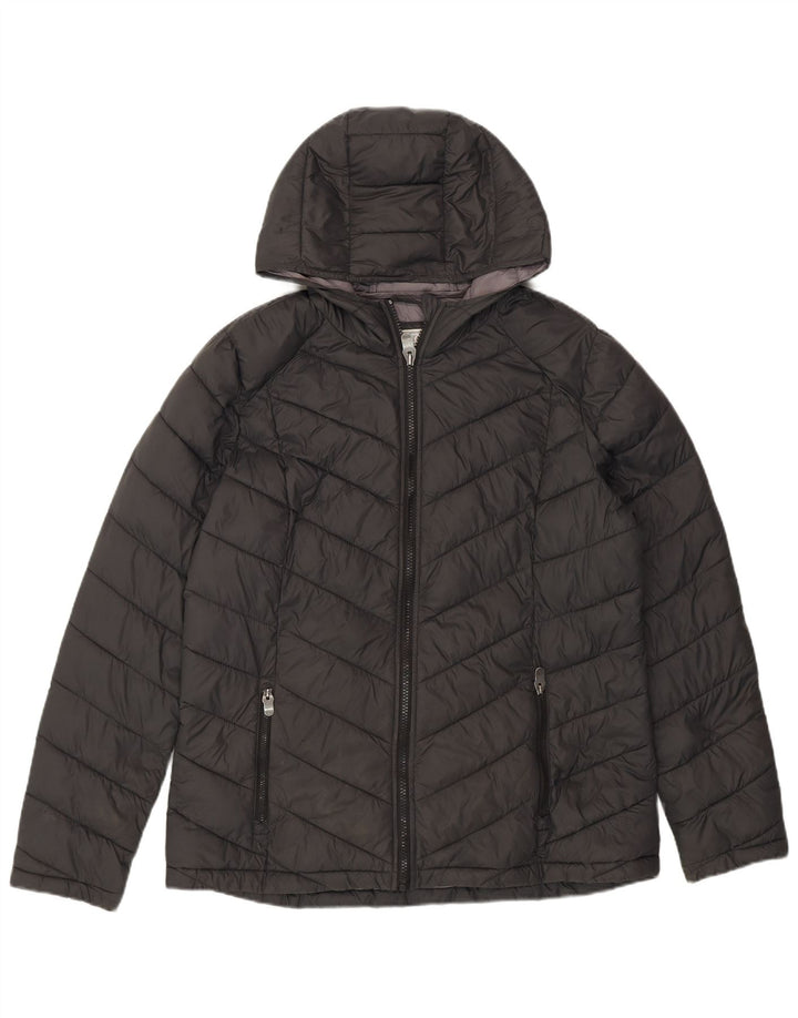 Fat Face Veste matelassée à capuche pour femme UK 14 Large Gris Nylon