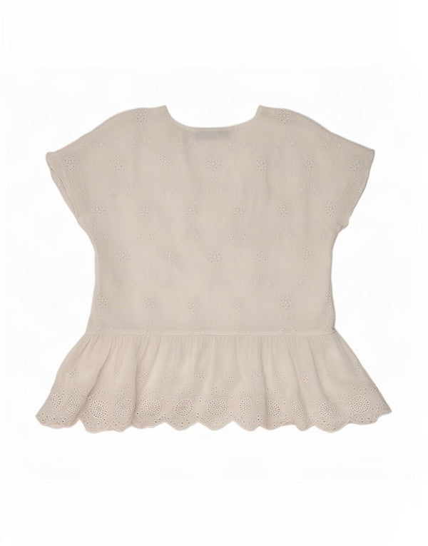 Zara Womens Blouse Top UK 10 Petit Blanc Floral