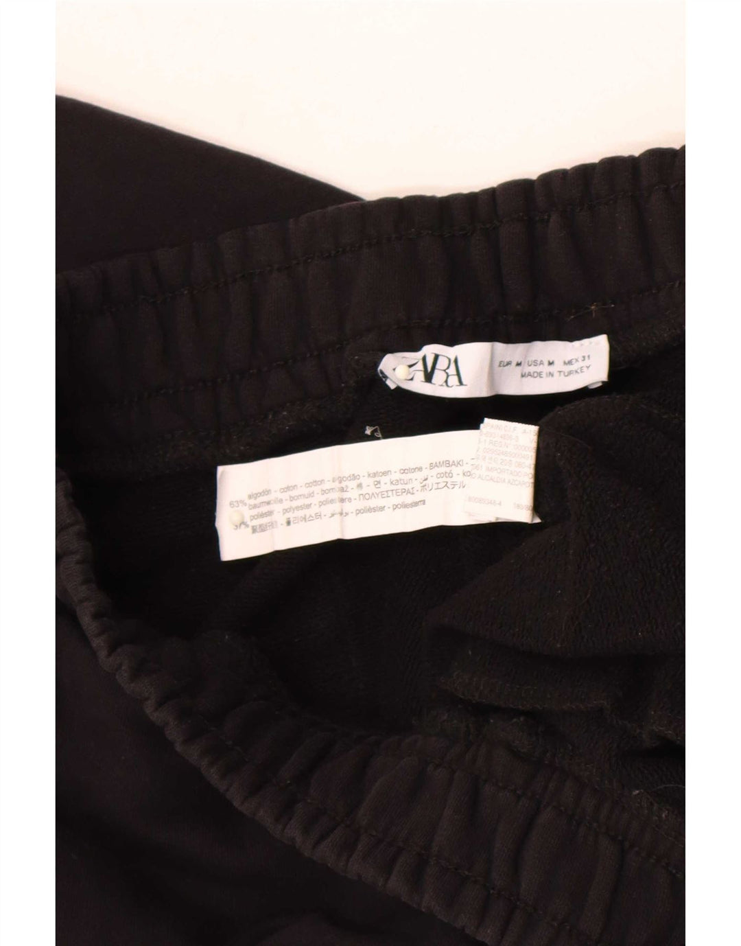 Pantalon De Survêtement Zara Homme Joggers Coton Noir Moyen