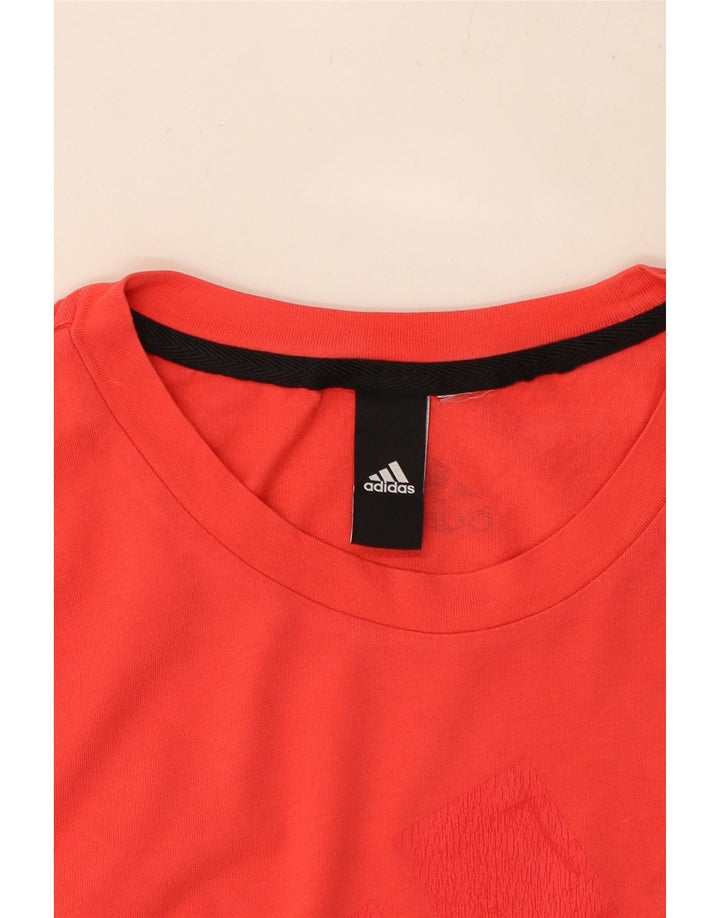 ADIDAS T-shirt graphique pour femme UK 14 Rouge moyen