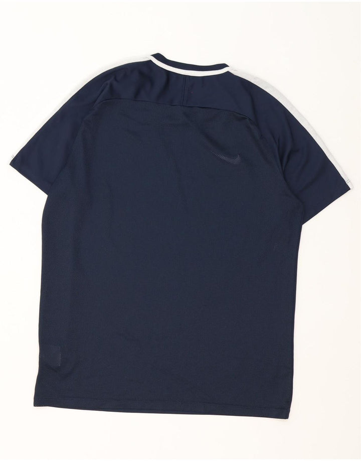 Nike Hommes Dri Fit T-Shirt Haut Large Bleu Marine Colorblock Polyester