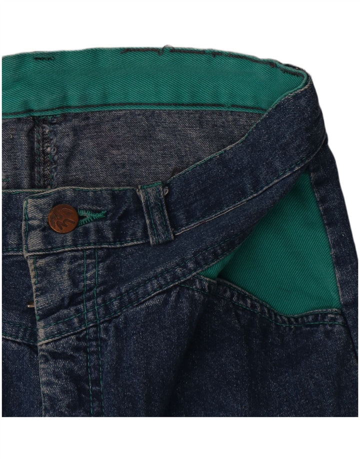 vintage Femme Mini Jupe En Jean W26 Petit Colorblock Bleu Marine