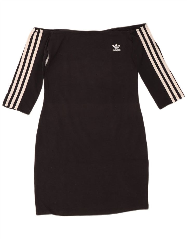 ADIDAS Robe à manches 3/4 et épaules dénudées pour femme UK 8 Petit coton noir