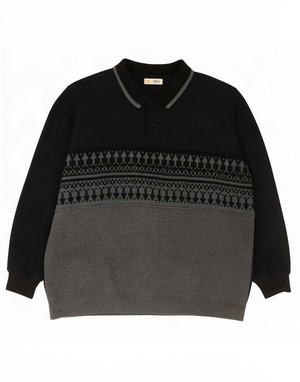 Marks & Spencer Pull à col polo pour homme 2XL en coton color block noir