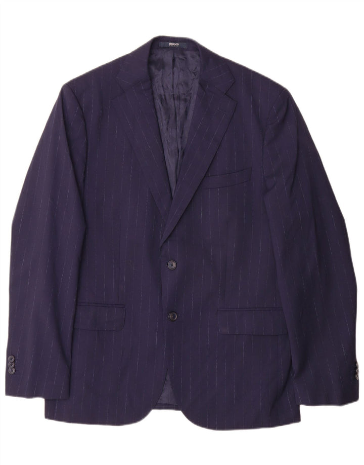 Boggi Veste blazer à 2 boutons pour homme IT 52 XL en laine à fines rayures bleu marine