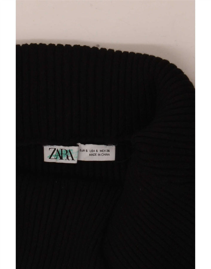 Zara Haut court à manches longues et épaules dénudées pour femme UK 8 Small Noir