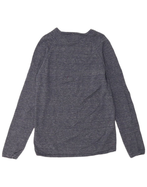 Jack & Jones Pull Col Bateau Homme Bleu Marine Moyen Moucheté Coton