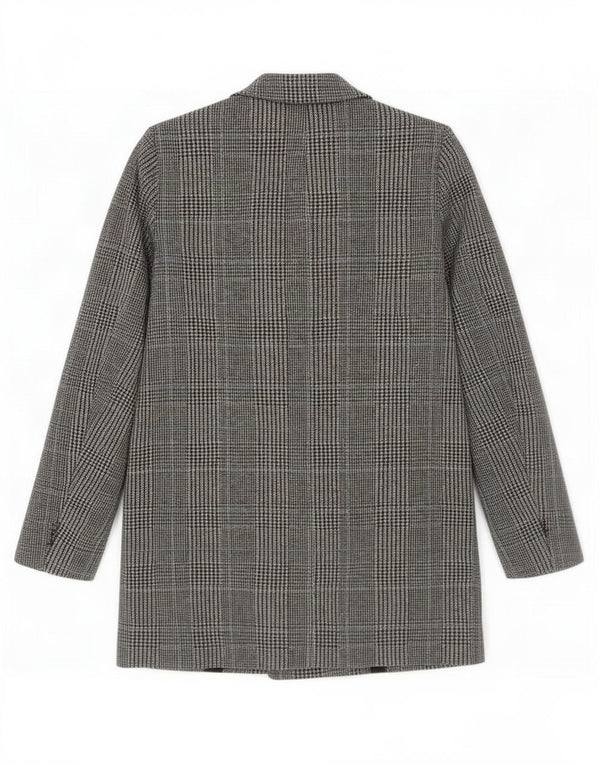 Zara Manteau ample à double boutonnage pour femme UK 10 Petit pied-de-poule gris