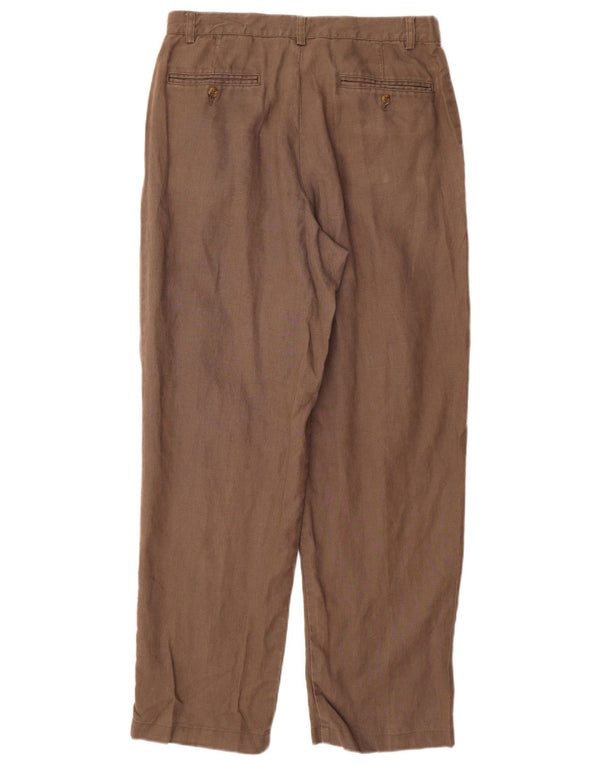 Eddie Bauer Mens Pegged Chino Trousers W32 L32 Brown Linen