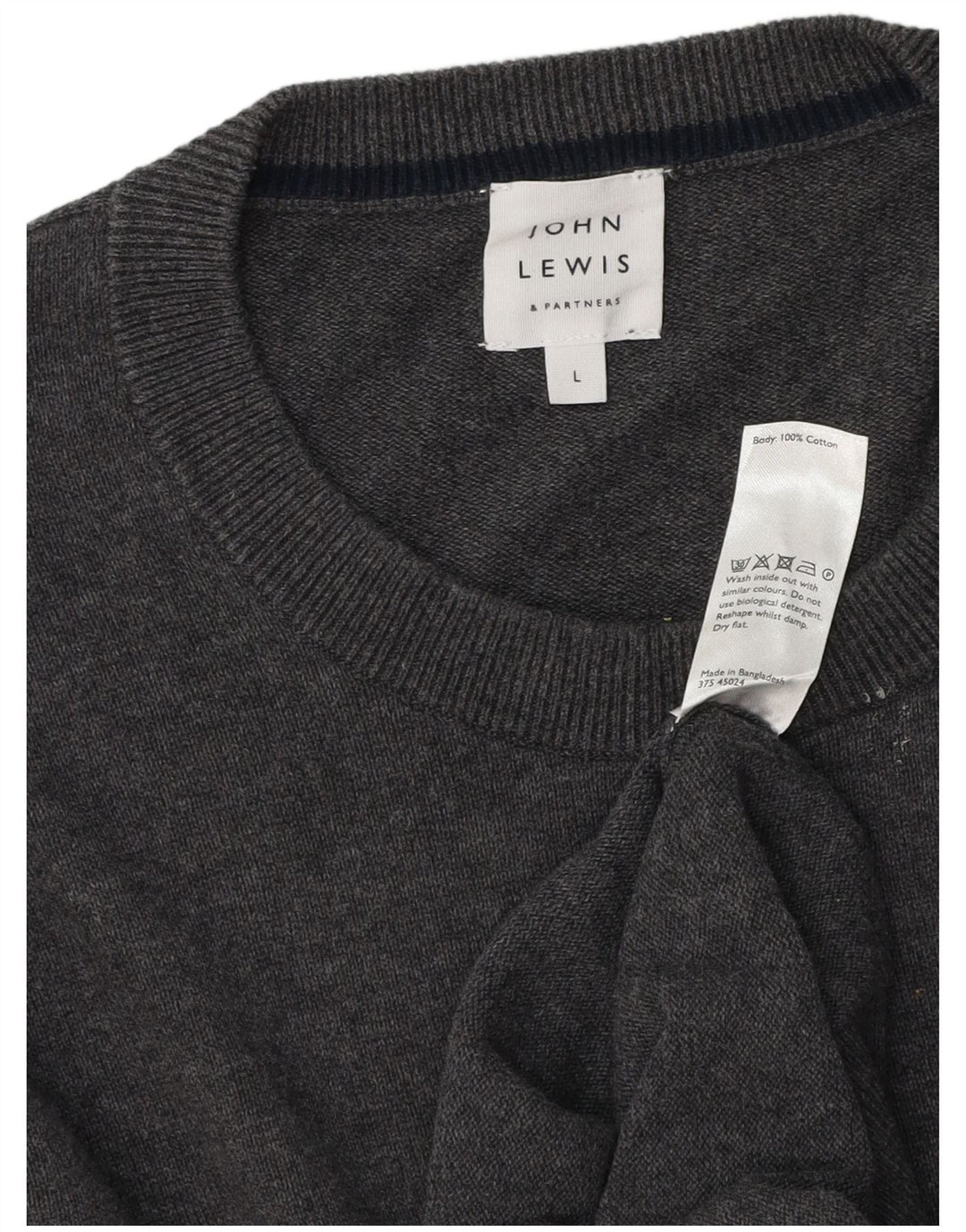 John Lewis Pull à col rond pour homme en coton gris Taille L
