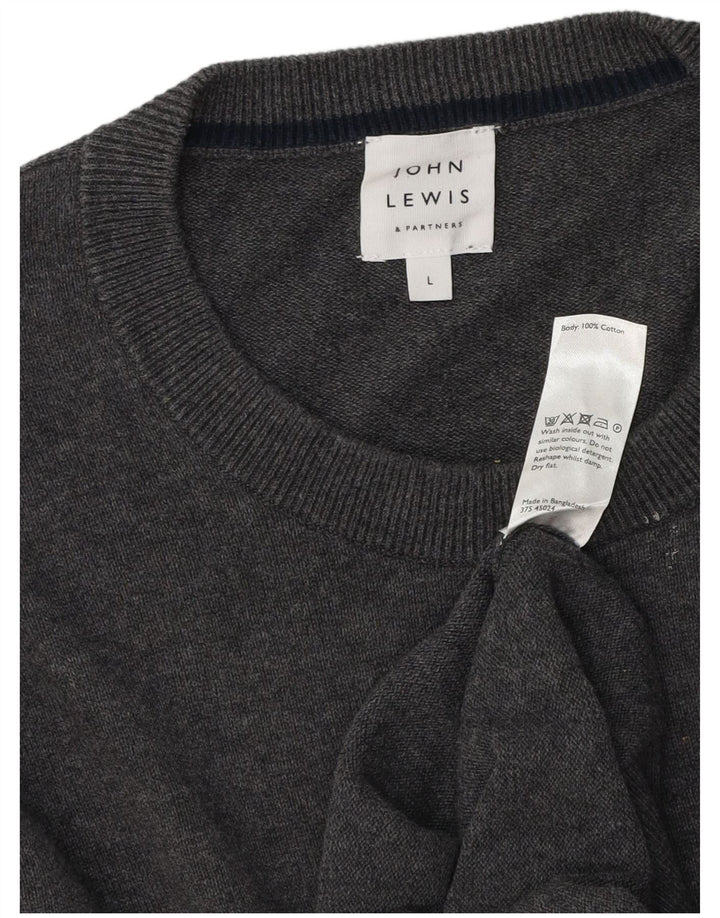 John Lewis Pull à col rond pour homme en coton gris Taille L
