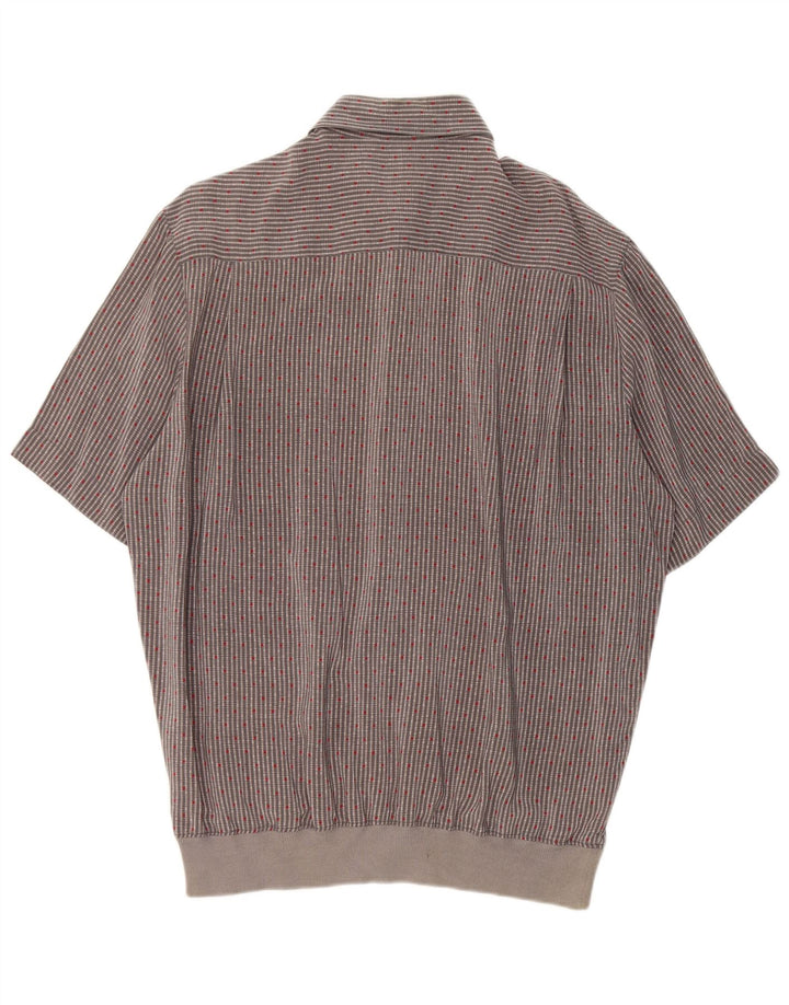 Gran Sasso Chemise à Manches Courtes Homme XL Gris Rayé Soie
