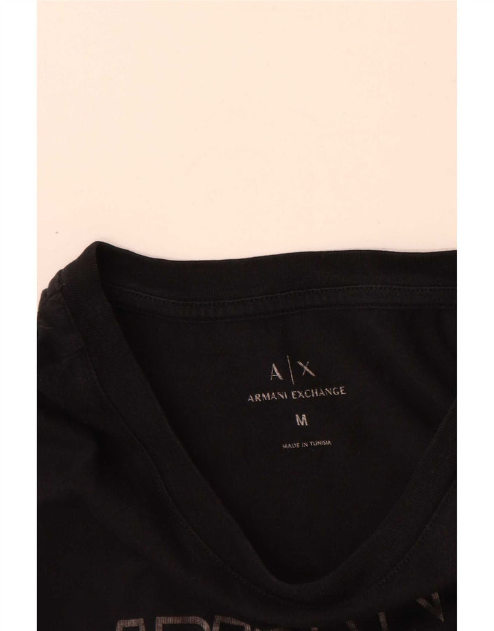 Armani Exchange T-shirt graphique pour femme UK 14 Noir moyen